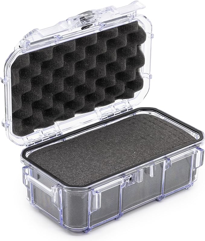 Evergreen 57 Waterproof Dry Box Protective Case with Pick & Pluck Foam - Travel Safe/Mil Spec/USA Made - for Cameras, Phones, Hiking, Boating, Water Sports, Action Cams (Clear)