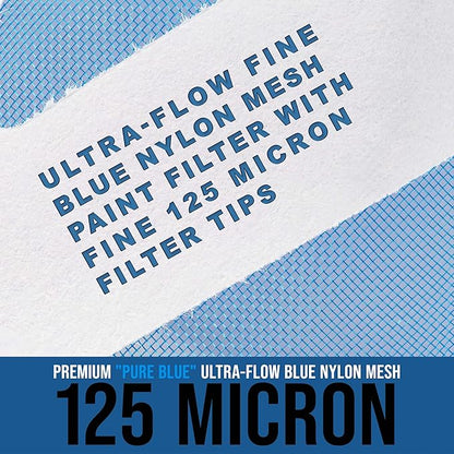 TCP Global - 125 Micron Filter Tips Ultra-Fine Paint Strainer (50 Pack) - Pure Blue Nylon Mesh Cone Strainer - Paint Filter Cones for Auto, House & Hobby
