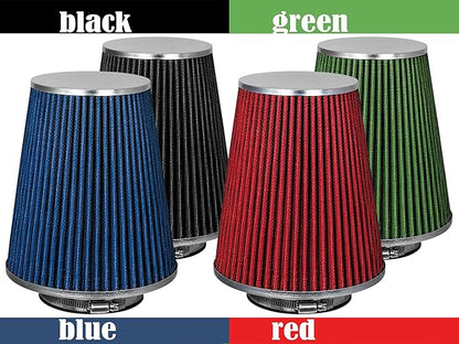 Mortar Aftermarket Auto Air Filter - Car Enthusiast Class Universal Cold Air Intake Gulps in More Air for More Engine Power & Passionate Induction Sound, 8-In-Long, Flange ID 4 In, Blue