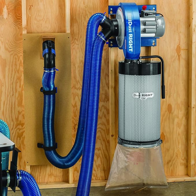 Rockler 1250 CFM Dust Collector Filter Canister - 1 Micron, 14-Gallon Dust Bag & Mounting Bracket - Durable Steel Frame