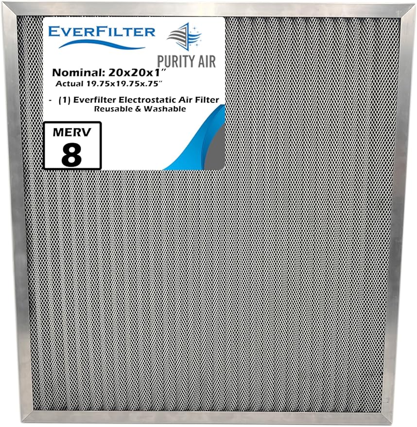 20x20x1 Electro-static Air Filter (1-Ct) AC Furnace Filter, Reusable & Washable 4-Stage Electrostatic Filter for Residential and Commerical HVAC (Actual Size: 19.75 x 19.75 x 0.75 Inches)