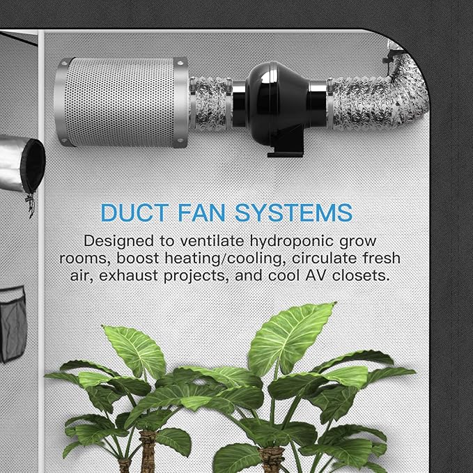 iPower 4 Inch 230 CFM Inline Duct Ventilation Fan Quiet Vent Blower for Hydroponics Grow Tent, Greenhouse Air Circulation, Upgrade