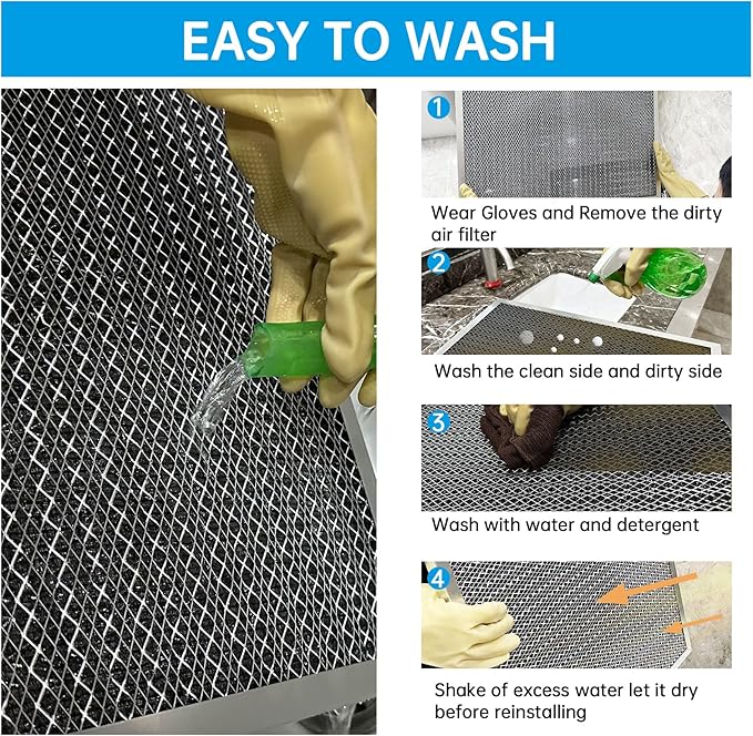 UBeesize 18x30x1 Reusable Electrostatic Air Filter HVAC AC Furnace Filter,MERV 8,Washable, Lasts a Lifetime,Permanent Air Filter,Breathe Fresher,Home And Office(Actual Size:17.5x29.65x0.82 Inch)