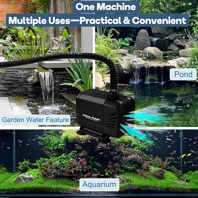900 GPH 45W Submersible Water Pump and 10 FT Tube for POND BOSS 8 inch Wide Weir Waterfall Spillway Waterfall Box