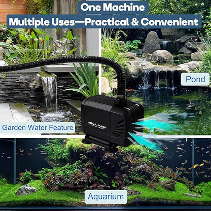 900 GPH 45W Submersible Water Pump and 10 FT Tube for POND BOSS 8 inch Wide Weir Waterfall Spillway Waterfall Box