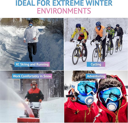 Cold-Weather Breathing Mask for Athletes & Cold-Air-Sensitive Users — Warms & Humidifies Inhaled Air — Includes 1 Asthma/Sport + 1 Racing #1 Filter