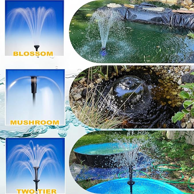 Pond Filter with Pump Fountain Kits, Submersible Pump Pond Fountain Koi Pond Filters for Outdoor Pond,3 Water Patterns Decoration Garden Pond Landscape With Color Light,660GPH 110V Corded Electric
