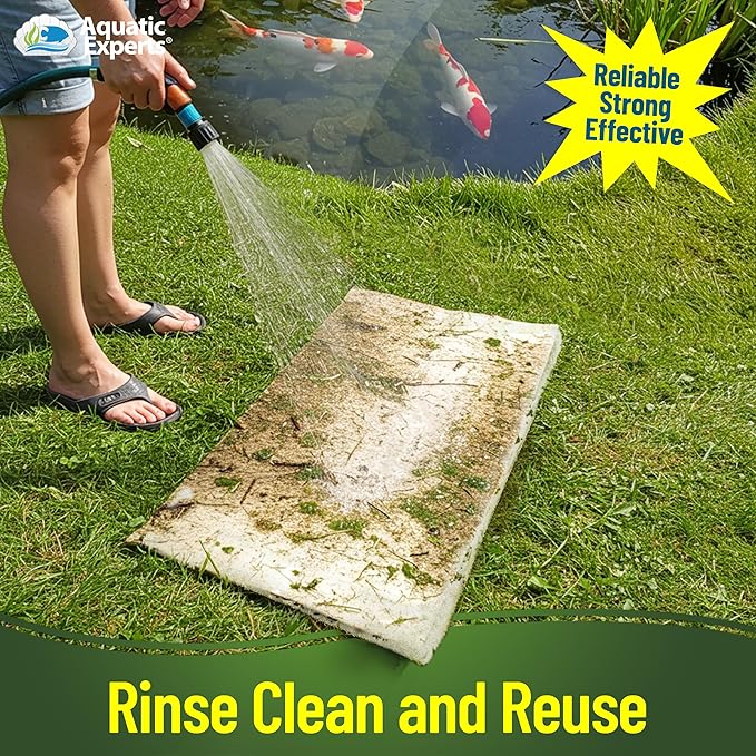 Aquatic Experts Classic Koi Pond Filter Pad FINE - White Bulk Roll Pond Filter Media, Ultra-Durable Pond Filters for Outdoor Ponds, Reusable Fish Pond Filter Material, USA, (3/4" - 1" x 18" x 72")