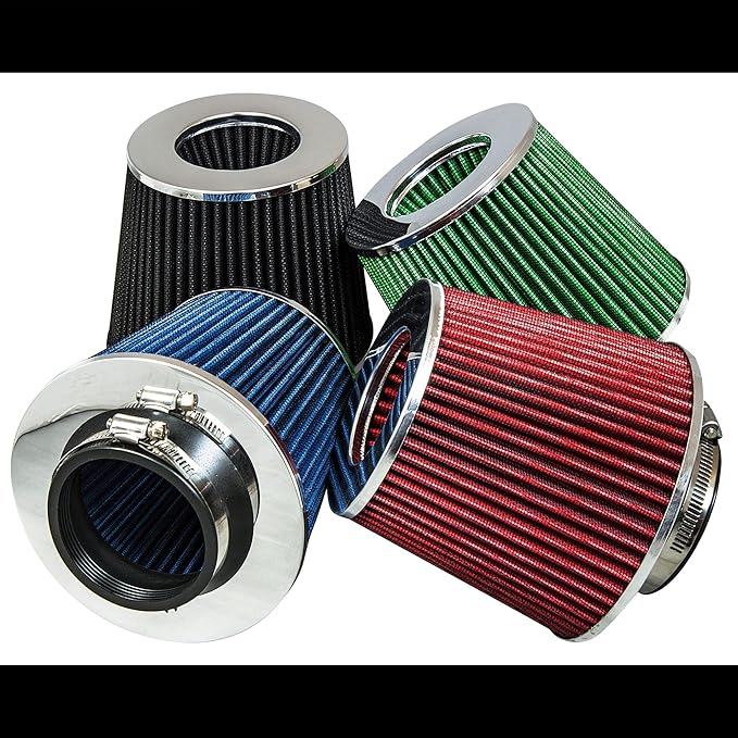 Mortar Aftermarket Auto Air Filter Replacement - Car Enthusiast Class Universal Cold Air Intake Gulps in More Air for More Engine Power & Passionate Induction Sound, 2.5 In, Black