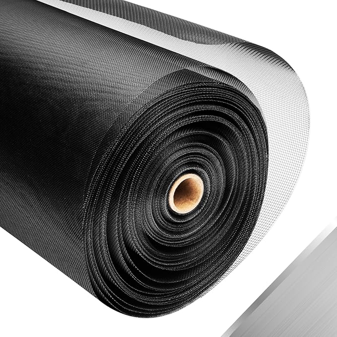 304 Stainless Steel Mesh Window Screen Roll,47IN x 98.43FT Black Metal Window Screen Replacement,Window Screen Mesh for Window,Door,Patio,Pet,Vent,Filter,Porch,Cage and DIY Project (22 Mesh)