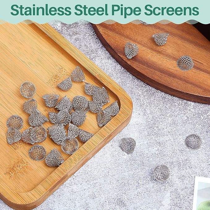 Funrous Stainless Steel Screens 3/4 Inch Conical Design Bowl Screen Filters Metal Filters Screens Filters, Adjustable Size(40 Pcs)