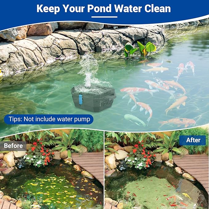 NFESOLAR Small Pond Filter for Outdoor Ponds Fish Tank 50-600 Gallon, Filter Box Protect Submersible Pump with Filter Pads, Bio-Balls and Ceramic Filter Rings N9200