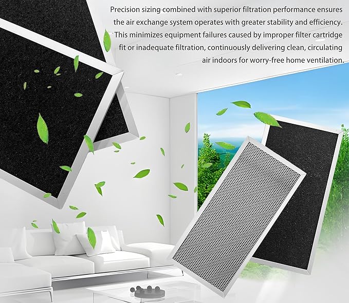 2-Pcs SV02300 Air Exchanger Filter 15-3/8 x 7-1/8 x 5/8 Inches Efficiency Premium Quality Air Filters for Improved Indoor Air Quality Home Ventilation System Replacement Filter