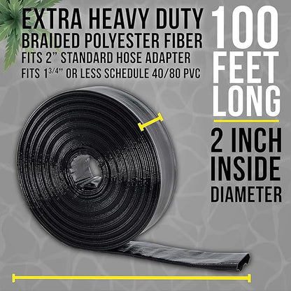 U.S. Pool Supply Pool Backwash Hose 2 Inch Diameter x 100 Feet - Discharge Hose for Pump, Sand Filter & Sump Pump Hoses - Burst Resistant Lay Flat Drainage Hoses for Inground & Above Ground Pools
