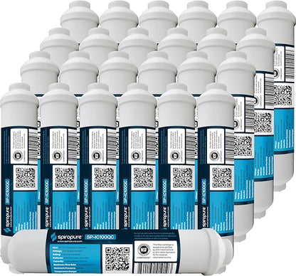 SpiroPure Inline Filter NSF Coconut Shell Granular Carbon Water Filter with 1/4" Quick-Connect, 2" x 10" (Case of 25)