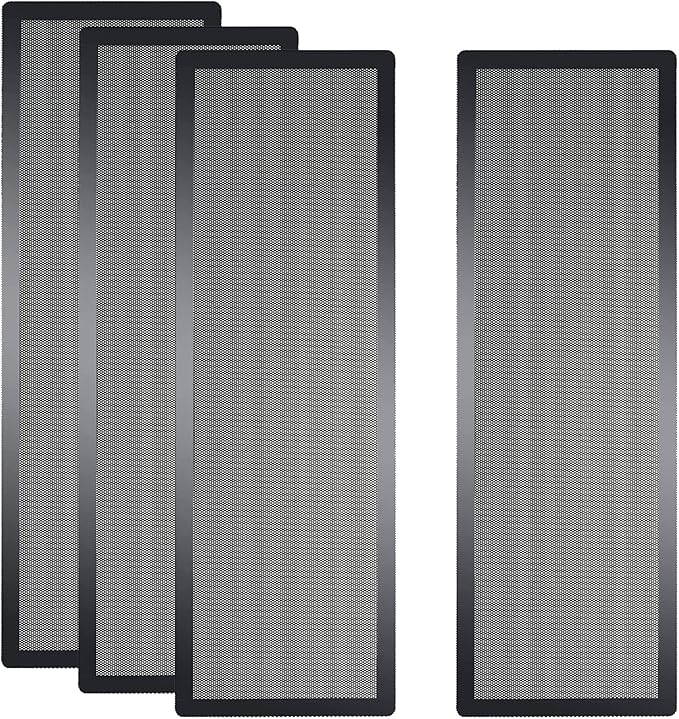 [4 Pack] 360x120mm PC Case Dust Mesh Filter, Magnetic Frame Computer Fan Dust Mesh PC Cooler Filter Dustproof PVC Cover Grills - Black
