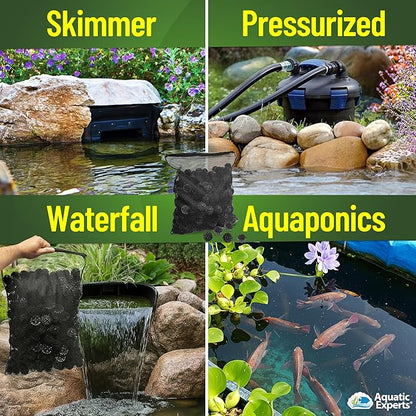 Aquatic Experts 1.5" Large Bio Balls for Ponds – Biological Filter Media for Waterfalls & Outdoor Pond Filters, Treats Up to 1,000 Gallons (300 Count + 14" x 20" Mesh Bag)