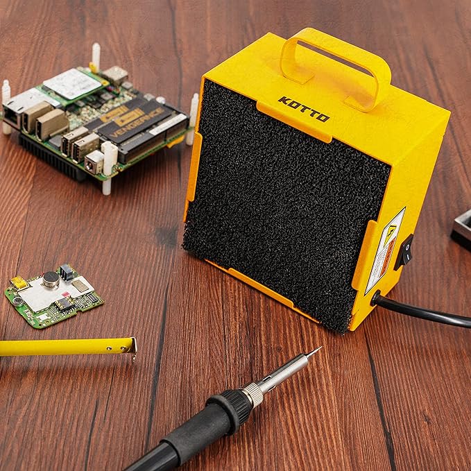 KOTTO Solder Smoke Absorber Remover Fume Extractor Smoke Prevention Absorber DIY Working Fan for Soldering Station (Yellow)