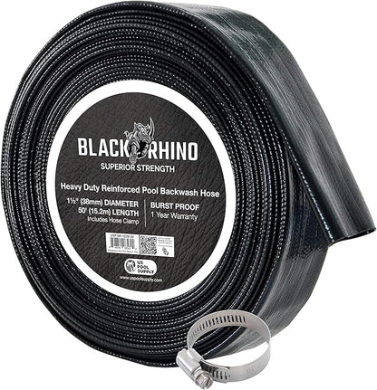 U.S. Pool Supply Pool Backwash Hose 1 1/2 Inch Diameter x 50 Feet - Discharge Hose for Pump, Sand Filter & Sump Pump Hoses - Burst Resistant Lay Flat Drainage Hoses for Inground & Above Ground Pools
