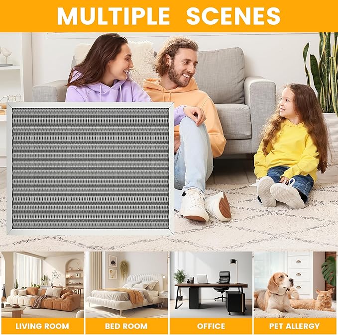 20x25x1 HVAC Furnace Air Filter, Lasts a Lifetime, Washable, Merv 8, the Last HVAC Filter You Will Ever Buy, Breathe Safely at Home or in the Office (Actual Size:19.5x24.5x0.82 Inch)