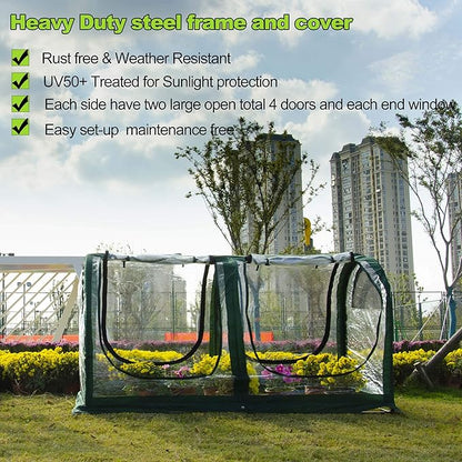 Porayhut Portable Greenhouse Tent, Easy Set-Up Gardening Flower House & Plant Sunshine Room with PVC Cover,71" X35.4" X35.4" for Protecting Plant from Cold Frost & Birds & Insects