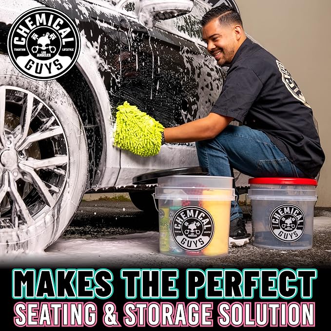 Chemical Guys Car Cleaning Kit, Complete Car Wash Kit with Soap, Wash Bucket, 3-16 oz Car Care Cleaners, Interior and Exterior Cleaning Essentials, 8 Item Detailing Set