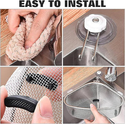 Hemoton Triangle Corner Sink Strainer Basket 8.46X6.10X2.95In Kitchen Drain Basket with Portable Lightweight Design Food Residue Filter for Fruits Vegetables and Kitchen Waste