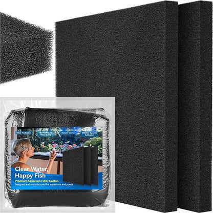 Borlech Aquarium Bio Filter Sponge Pad - Cut-to-Size Aquarium Filter Media for Fish Tank, Pond, Sump - Mechanical & Biological Filtration (18.5"x18.5"x1.6", 35PPI, 2 Pack)
