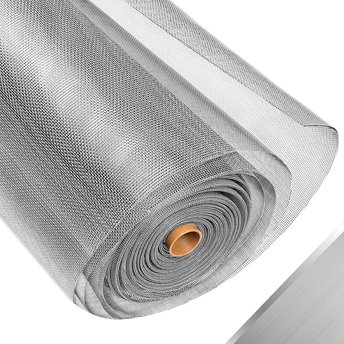 304 Stainless Steel Mesh Window Screen Roll, 47IN x 16FT Silver Metal Window Screen Replacement,Window Screen Mesh for Window,Door,Patio,Pet,Vent,Filter,Porch,Cage and DIY Project (22 Mesh)