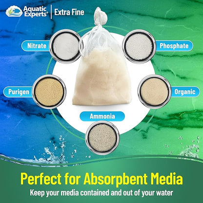 Aquatic Experts Extra Fine Aquarium Media Bag, Durable Drawstring Bags for Fish Tank Filters, 150 Micron Mesh, (Extra Fine, 3"x 4" - 4 Pack)