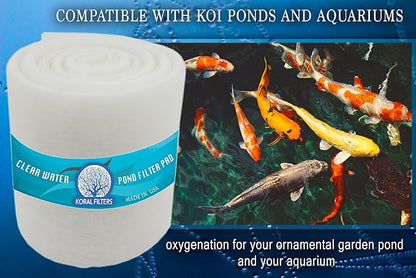 Premium Koi Pond Filter Media Roll - High-Efficiency Pond Filters for Outdoor Ponds, Reusable Fish Pond Filter Material, Made in USA (PRO - Dye-Free - 4 ft 24" Wide)