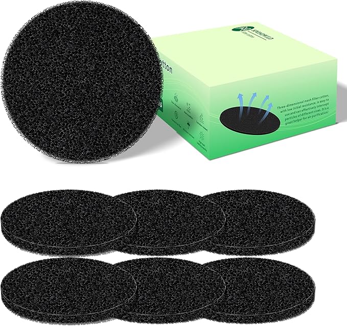 Polyurethane Activated Charcoal Filters -7 Pack 6.7 Inch Round Strong Odor Control Replacements for Kitchen and Countertop Compost Buckets/Bins