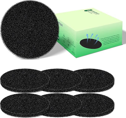 Polyurethane Activated Charcoal Filters -7 Pack 6.7 Inch Round Strong Odor Control Replacements for Kitchen and Countertop Compost Buckets/Bins