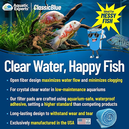 Aquatic Experts Classic Bonded Aquarium Filter Pad -18 Inches by 72 Inches by .75 Inch - Blue and White Aquarium Filter Media Roll Bulk Can Be Cut to Fit Most Filters, Made in USA (18" x 72")