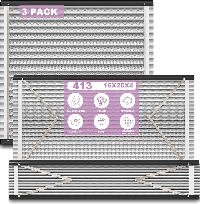 3 Packs 413 Replacement Filter for AprilAire Whole House Air Purifiers Models 1410, 1610, 2410, 2416, MERV 13 Furnace Air Purifier, 16x25x4 Air Filter (Actual size:16.5x27.5x4 in)