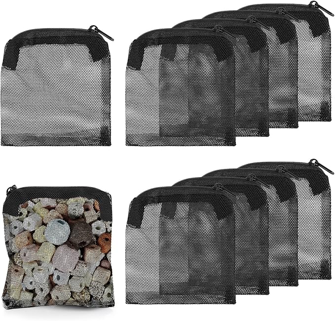 10Pcs Media Bags for Aquarium Fine Mesh Bag Aquarium Filter Media Bags with Plastic Zipper Suitable for Activated Carbon, Filter Stones, Ceramic Rings (4 x 4 inches)