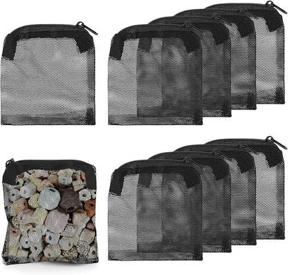 10Pcs Media Bags for Aquarium Fine Mesh Bag Aquarium Filter Media Bags with Plastic Zipper Suitable for Activated Carbon, Filter Stones, Ceramic Rings (4 x 4 inches)