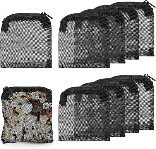 10Pcs Media Bags for Aquarium Fine Mesh Bag Aquarium Filter Media Bags with Plastic Zipper Suitable for Activated Carbon, Filter Stones, Ceramic Rings (4 x 4 inches)