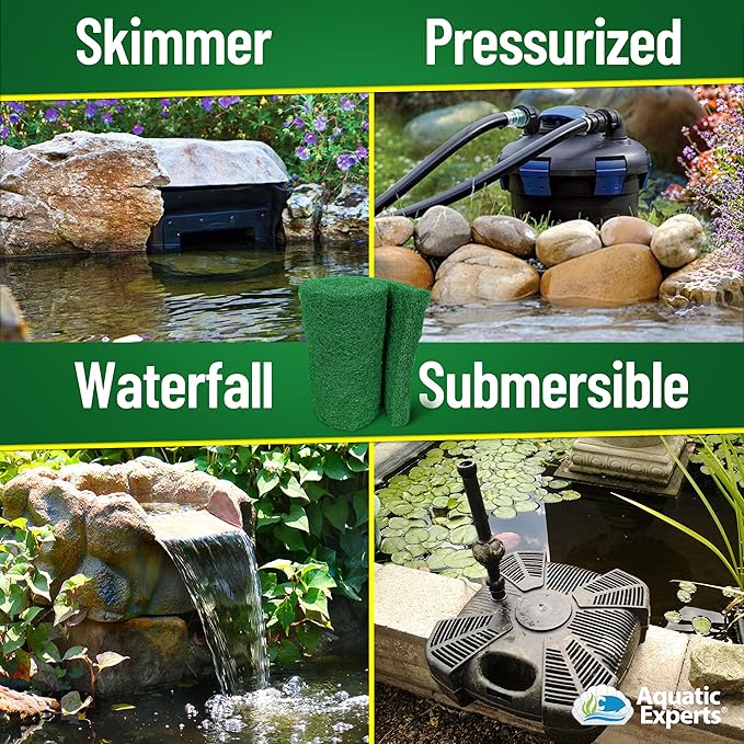 Aquatic Experts Green COARSE Pond Filter Pad - 2 inch Thick - Bulk Roll Water Garden Filter Pond Media - Made in USA, (16" x 56")