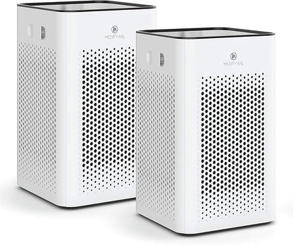 Medify MA-25 Air Purifier with True HEPA H13 Filter | 825 ft² Coverage in 1hr for Allergens, Smoke, Wildfires, Odors, Pollen, Pet Dander | Removal to 0.1 Microns | White, 2-Pack