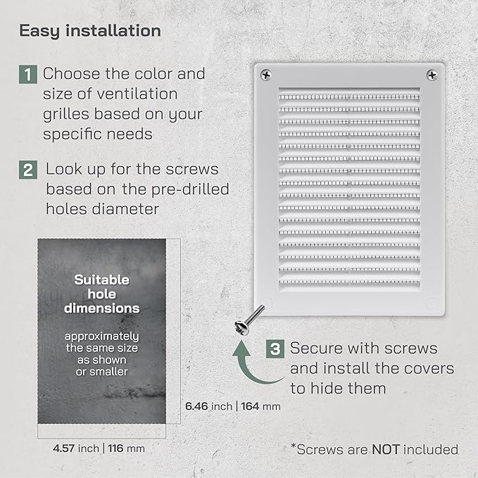 Vent Systems 4.5" x 6" Inch (Opening Dimensions) - Pack of 2 - Plastic White Soffit Vent Cover - Flat Rectangular Air Vent Grille - Air Vent Deflector - HVAC 6" x 8" Inch (Overall Dimensions)