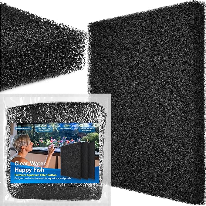 Borlech Aquarium Bio Filter Sponge Pad - Cut-to-Size Aquarium Filter Media for Fish Tank, Pond, Sump - Mechanical & Biological Filtration (18.5"x18.5"x1.6", 20PPI, 1 Pack)
