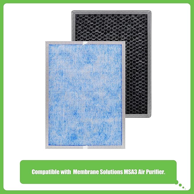 Hichoryer【Upgraded】MSA3 Air Purifier Replacement Filter,Compatible with Membrane Solutions Air Purifier MSA3 & MSA3S, 3-in-1 H13 True HEPA Filter with Odaller Pure Technology, 4 Pack
