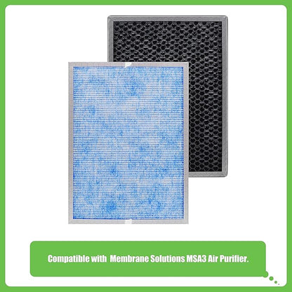 Hichoryer【Upgraded】MSA3 Air Purifier Replacement Filter,Compatible with Membrane Solutions Air Purifier MSA3 & MSA3S, 3-in-1 H13 True HEPA Filter with Odaller Pure Technology, 4 Pack