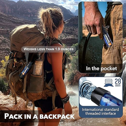 Straw Water Filter 5 Pack – Outdoor Camping & Hiking Survival Gear Kit for Family Use, Ultra-Light Personal Filter Straws for Backpacking, Travel, Bug-Out Bags and Emergency Preparedness