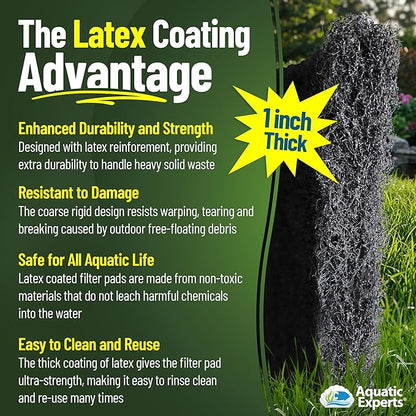 Aquatic Experts Classic Koi Pond Filter Pad COARSE – Bulk Roll Pond Filter Media, Rigid Ultra-Durable Latex Coated Fish Pond Filter Material US (24" x 56", Coarse (Black))