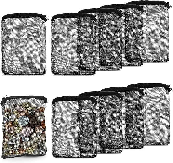 10Pcs Media Bags for Aquarium Fine Mesh Bag Aquarium Filter Media Bags with Plastic Zipper Suitable for Activated Carbon, Filter Stones, Ceramic Rings（Black）