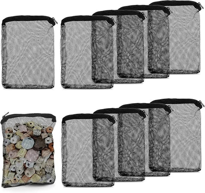 10Pcs Media Bags for Aquarium Fine Mesh Bag Aquarium Filter Media Bags with Plastic Zipper Suitable for Activated Carbon, Filter Stones, Ceramic Rings（Black）