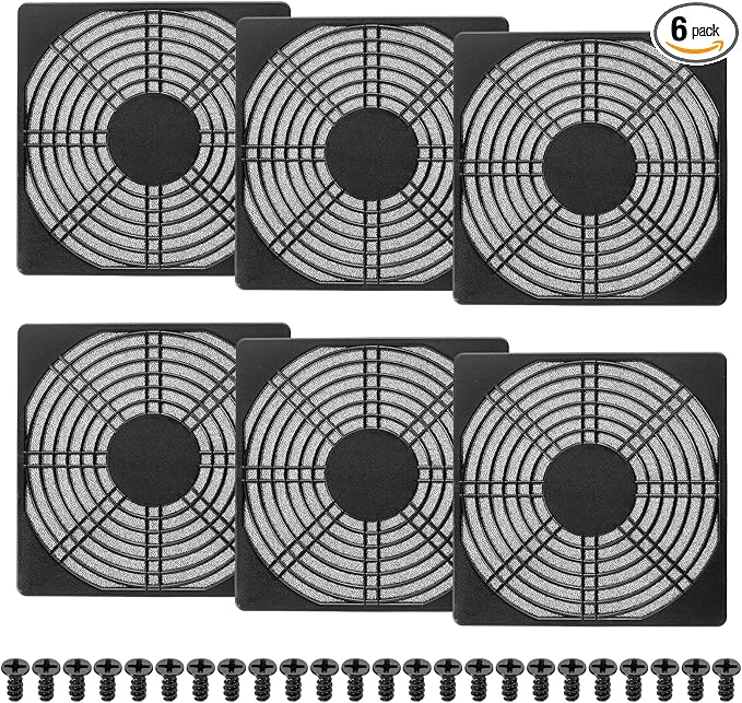 PATIKIL 135mm Fan Filter Grill, 6 Pcs Plastic Ventilation Dustproof Grill Cover Cooling Ventilator with Screws for Industry Workshop Computer Case Refrigerators Air Conditioning, Black