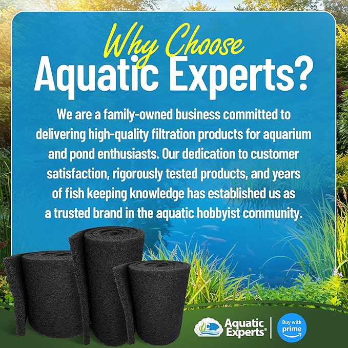 Aquatic Experts Classic Koi Pond Filter Pad COARSE – Bulk Roll Pond Filter Media, Rigid Ultra-Durable Latex Coated Fish Pond Filter Material US (24" x 56", Coarse (Black))